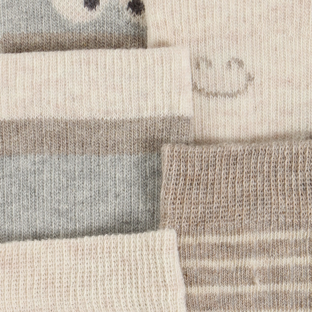 Minymo Pattern Sock - 5 Pack Taupe