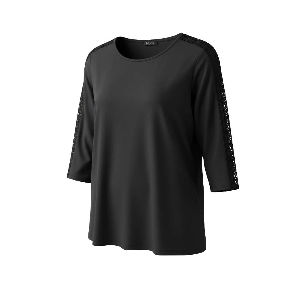 Moffi 3/4 Sleeve Top - Black