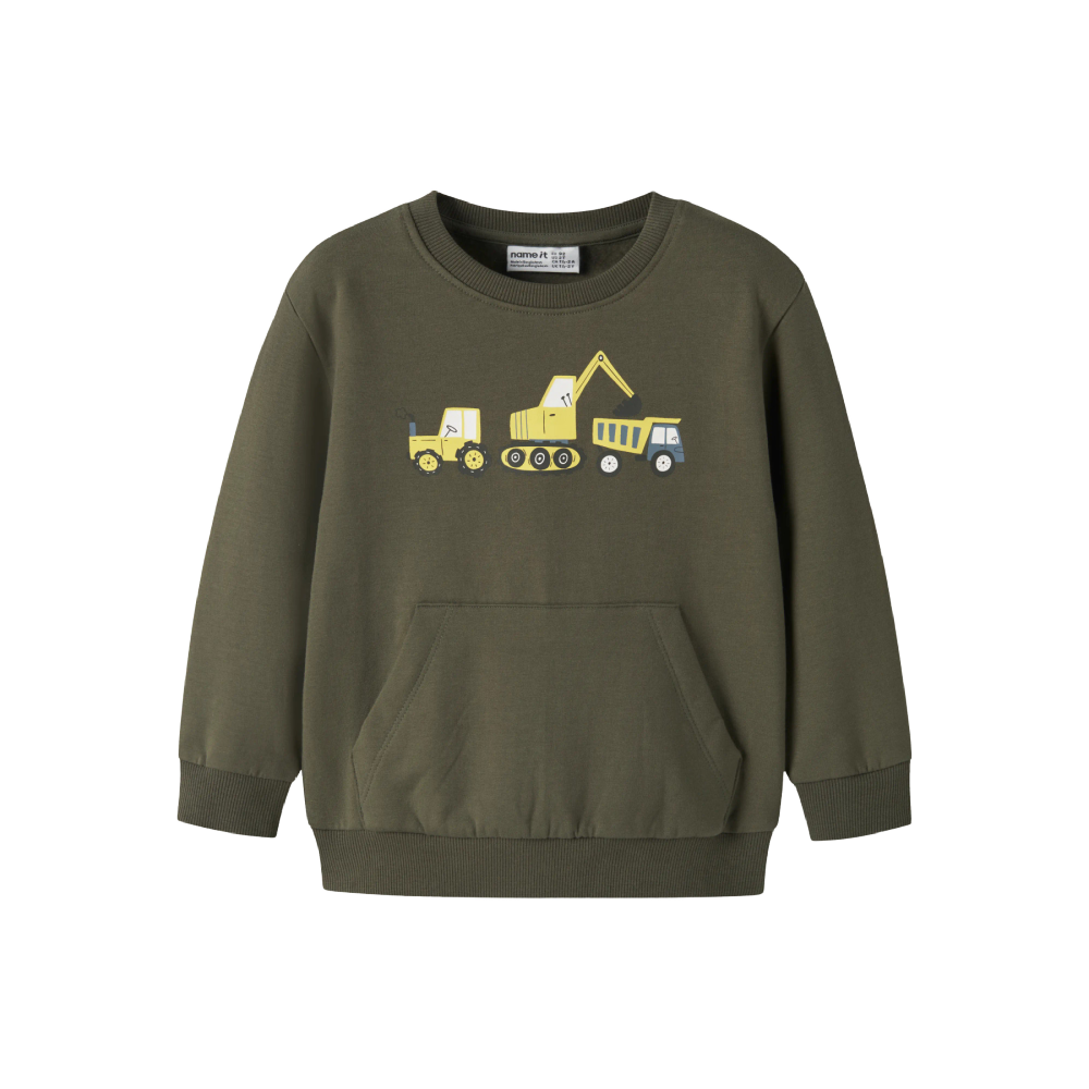 Name It Sweatshirt- Olive Tractor