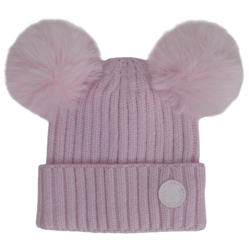 Calikids Double Pom Pom Knit Hat - Light Orchid