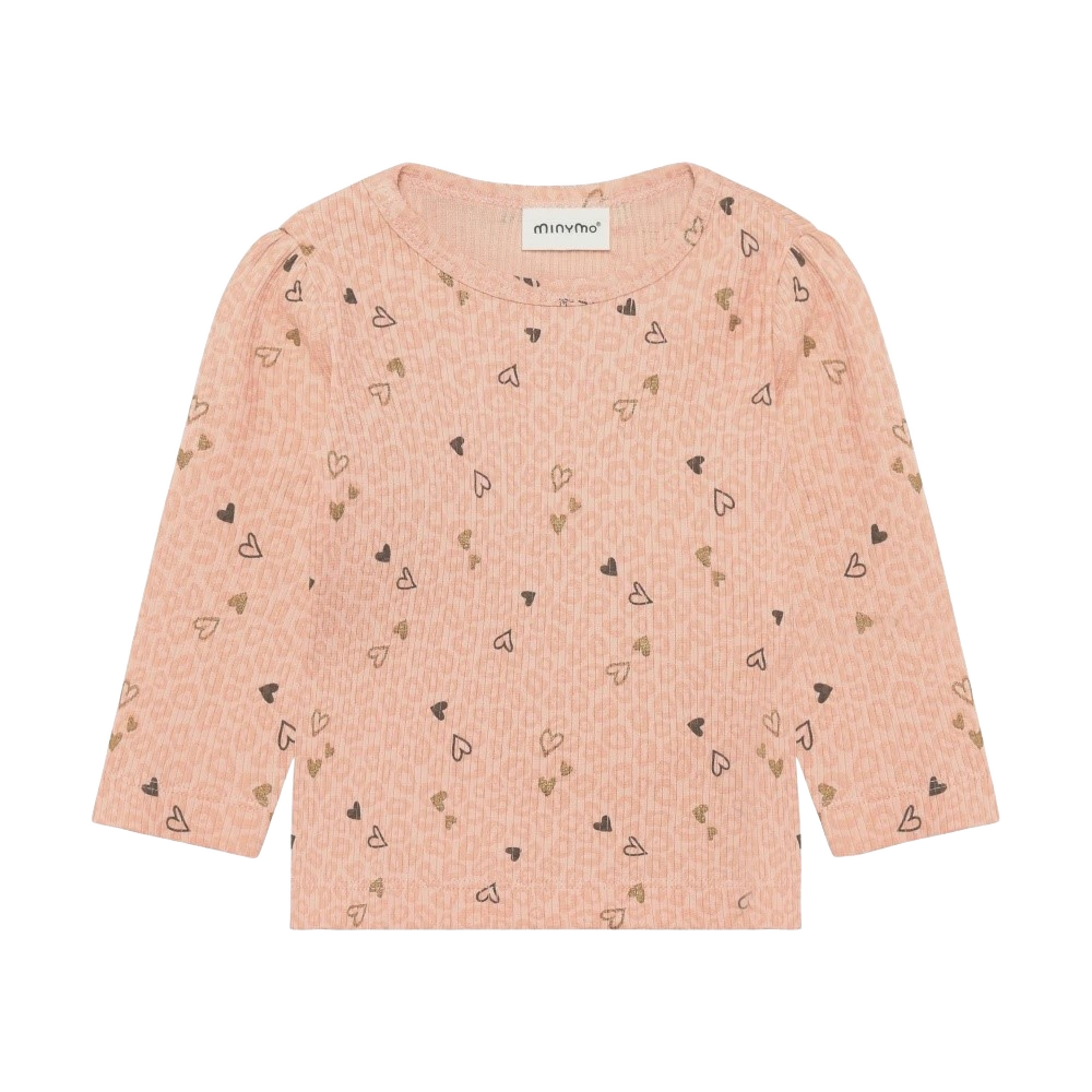 Minymo Ribbed Hearts Top