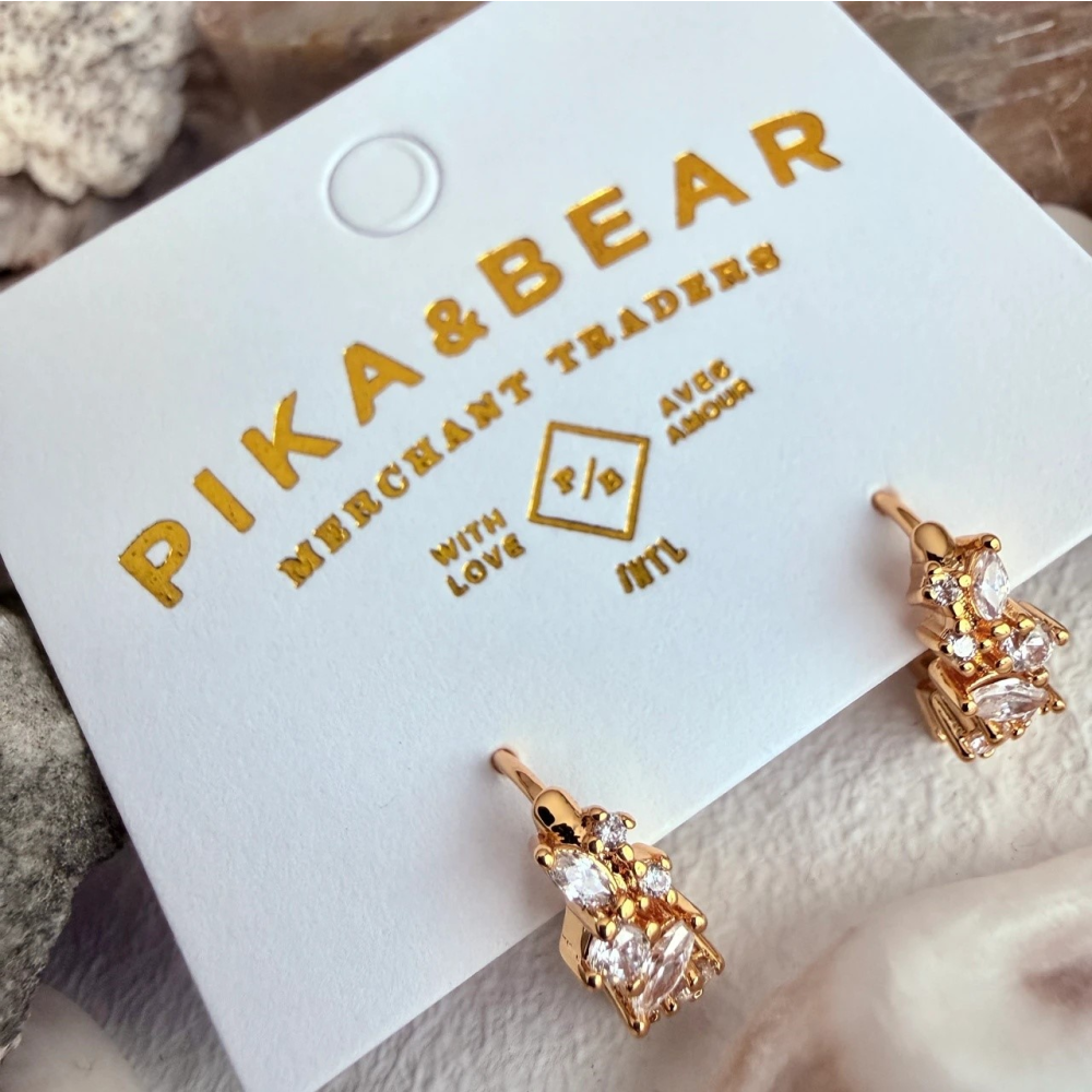 Tavra Rhinestone Cluster Hoop Earrings