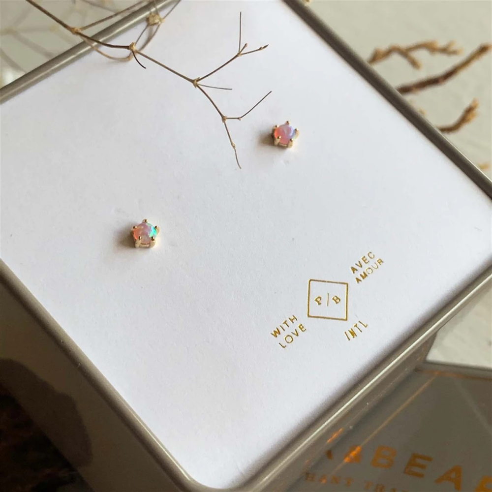 "Tiny Dancer" Fire Opal Stud Earrings - Gold