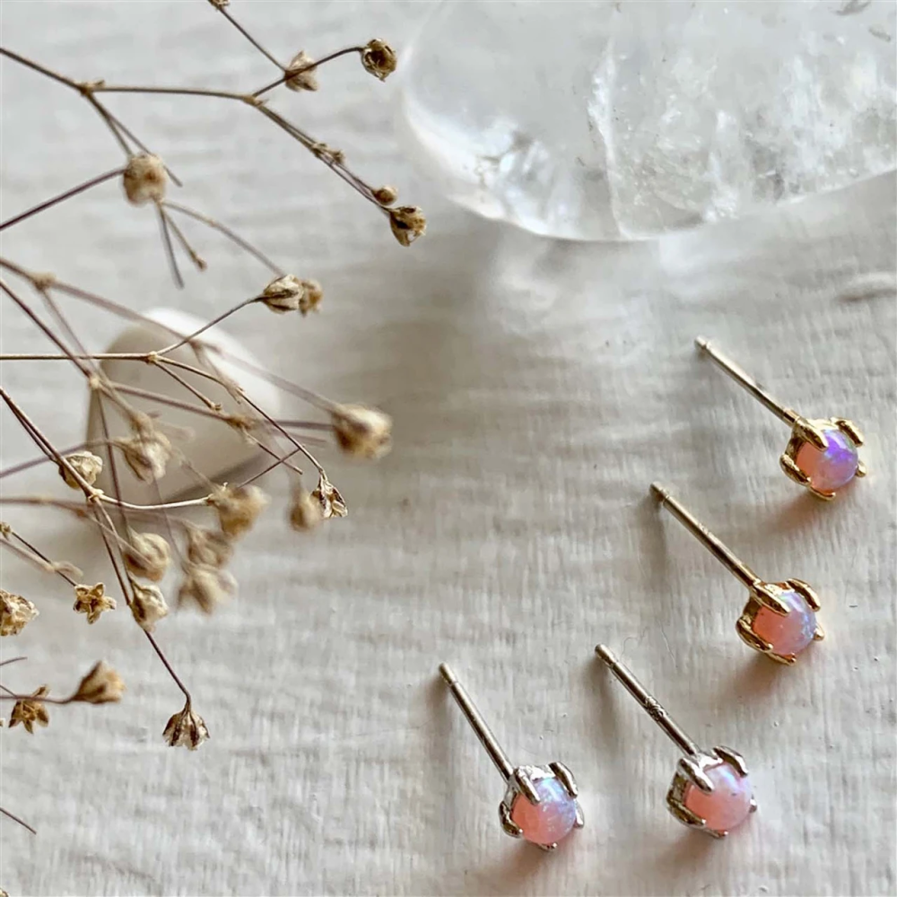 "Tiny Dancer" Fire Opal Stud Earrings - Gold