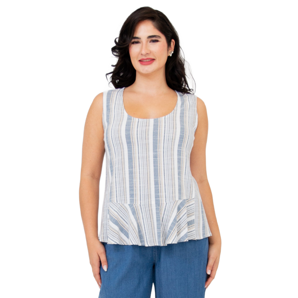 Blue Sky Ginny Tank Top Sand Stripe