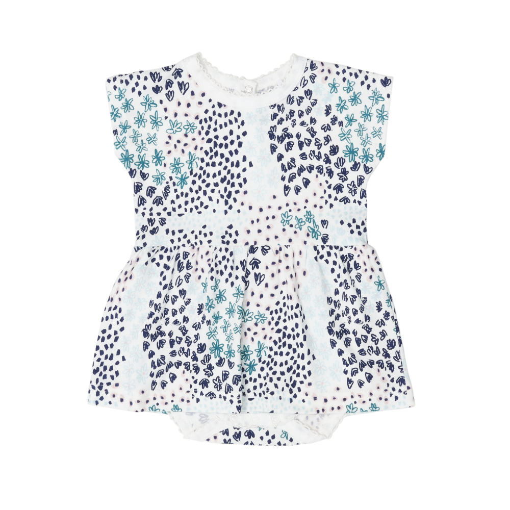 Coccoli Onsie Dress - Blue Flowers & Dots - Battleford Boutique
