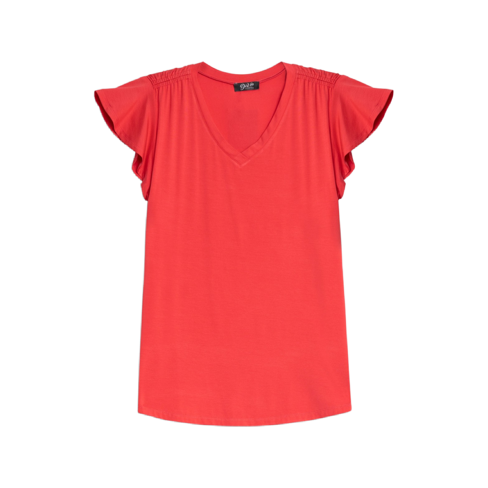 Devia V-Neck Tee - Coral