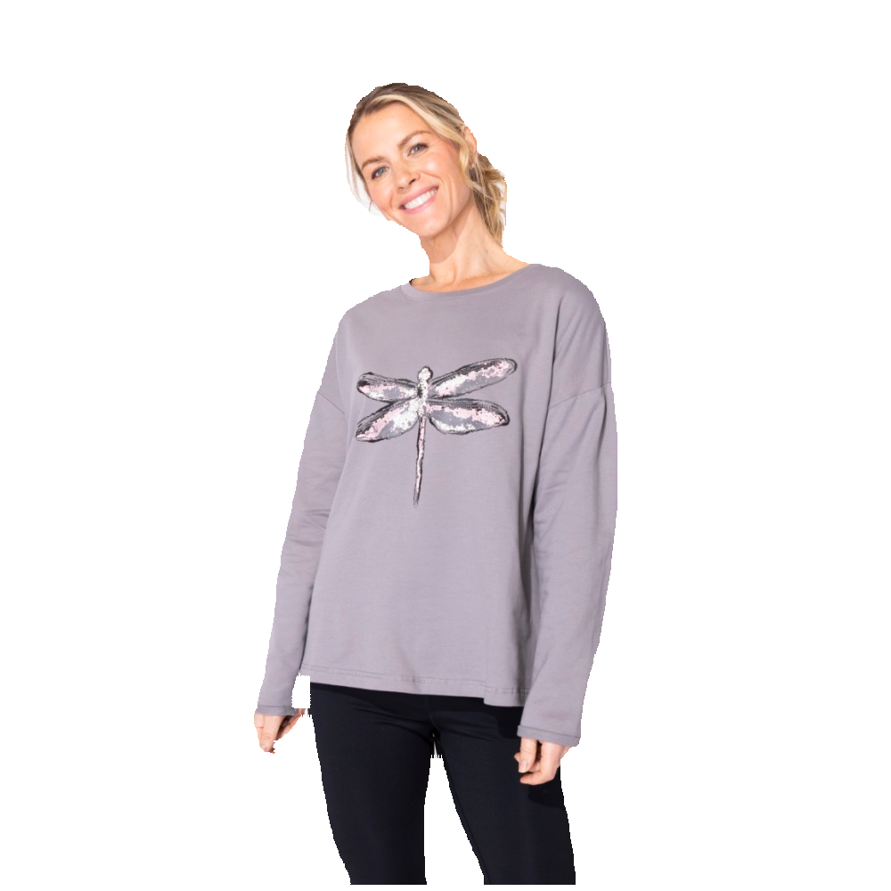 Escape Top - Grey with Dragonfly