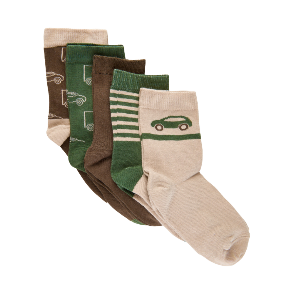 Minymo Pattern Sock - 5 Pack Brown