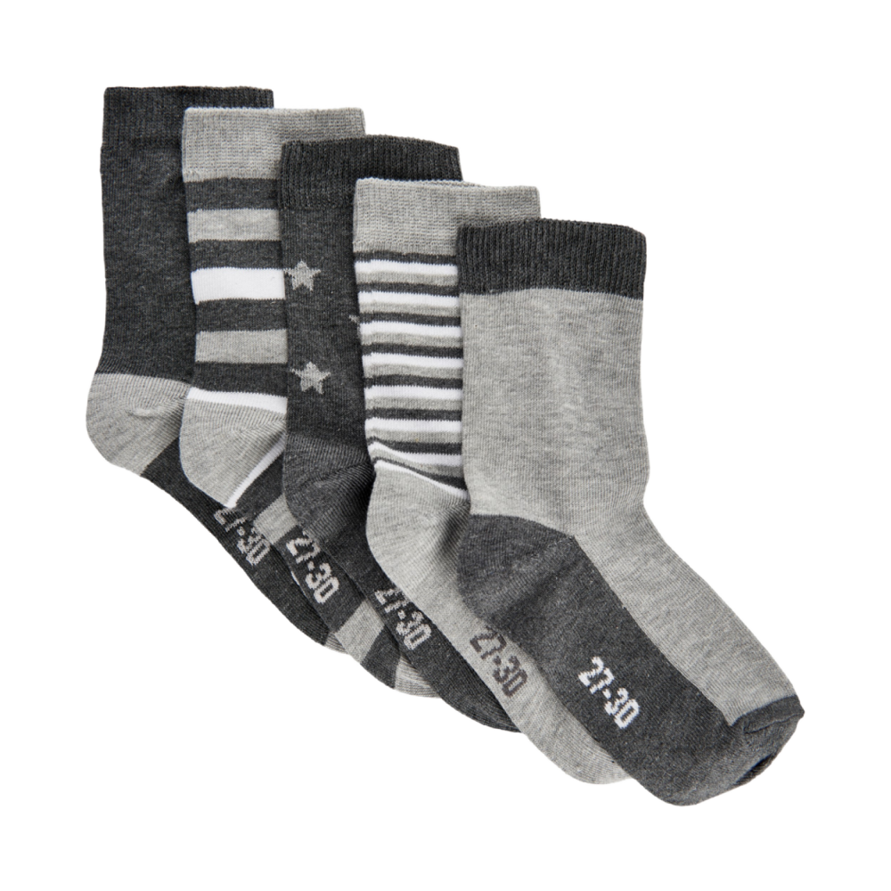 Minymo Pattern Sock - 5 Pack Grey