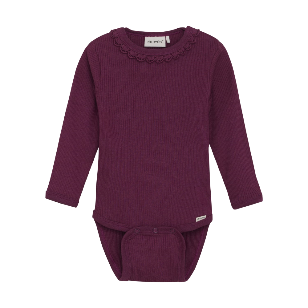 Minymo Ribbed Onsie - Raspberry