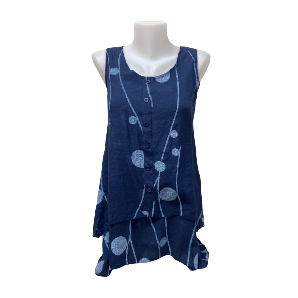 Papa Fashions Top - Navy Abstract - Battleford Boutique