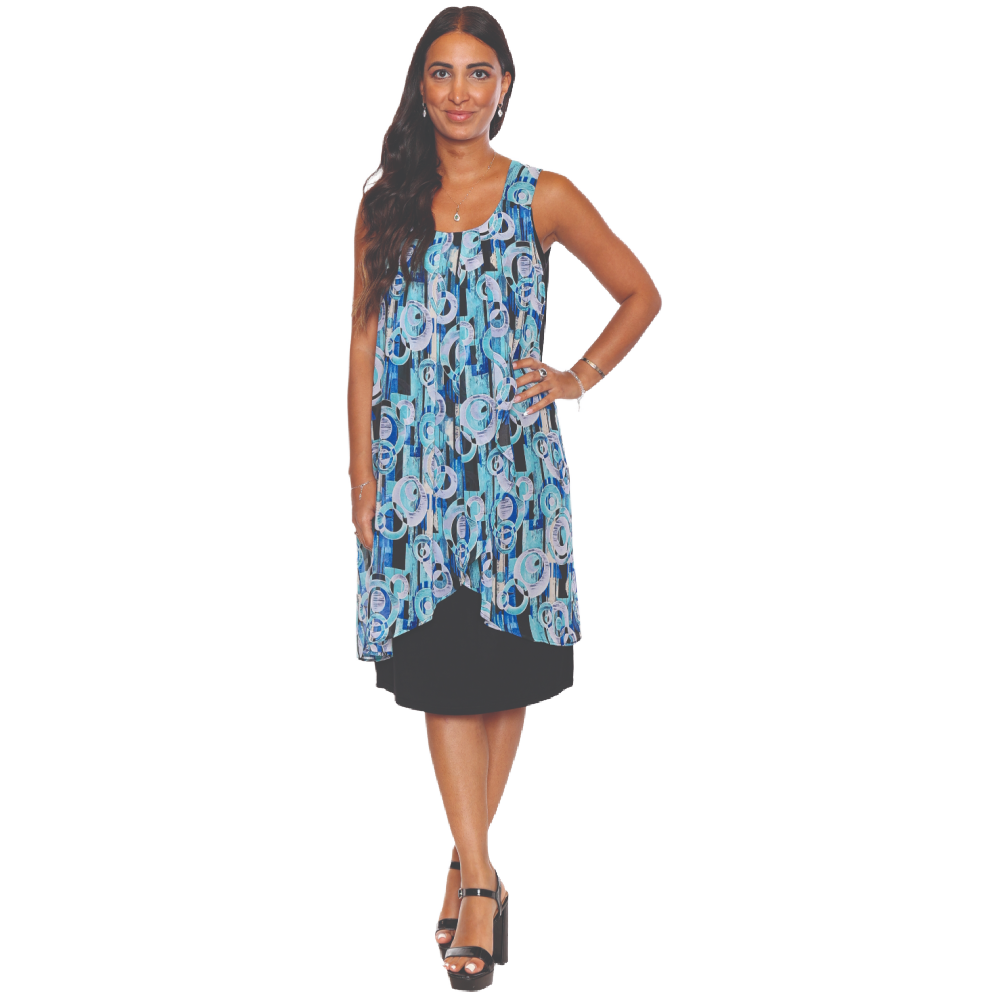 Papa Fashions Dress - Blue Overlay