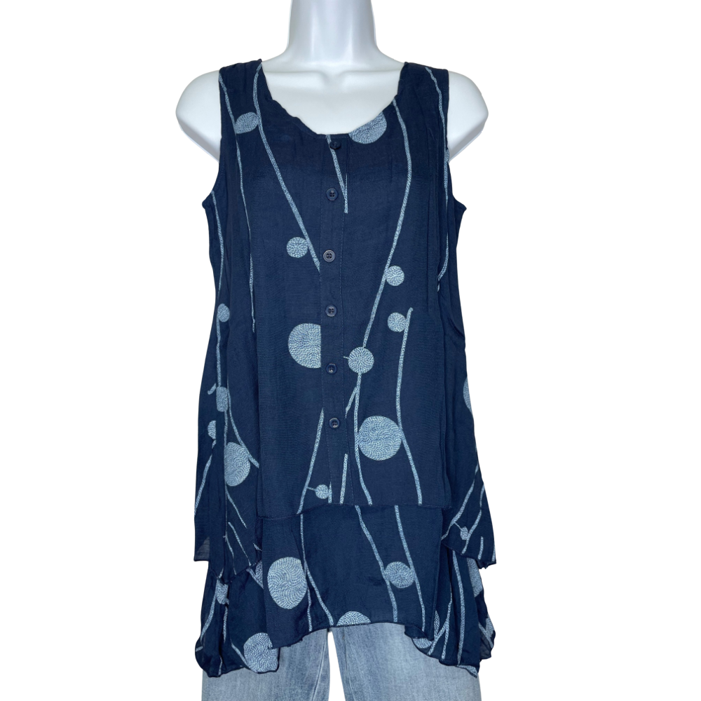 Papa Fashions Top - Navy Abstract - Battleford Boutique