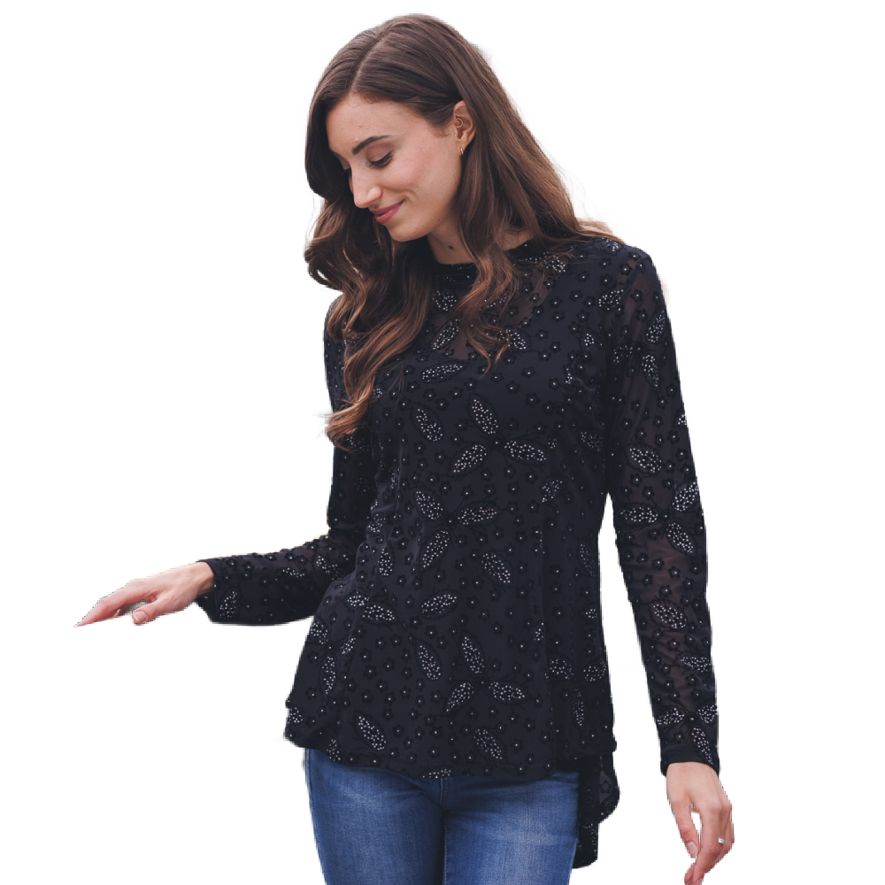 Papillon Black Blouse with Bling