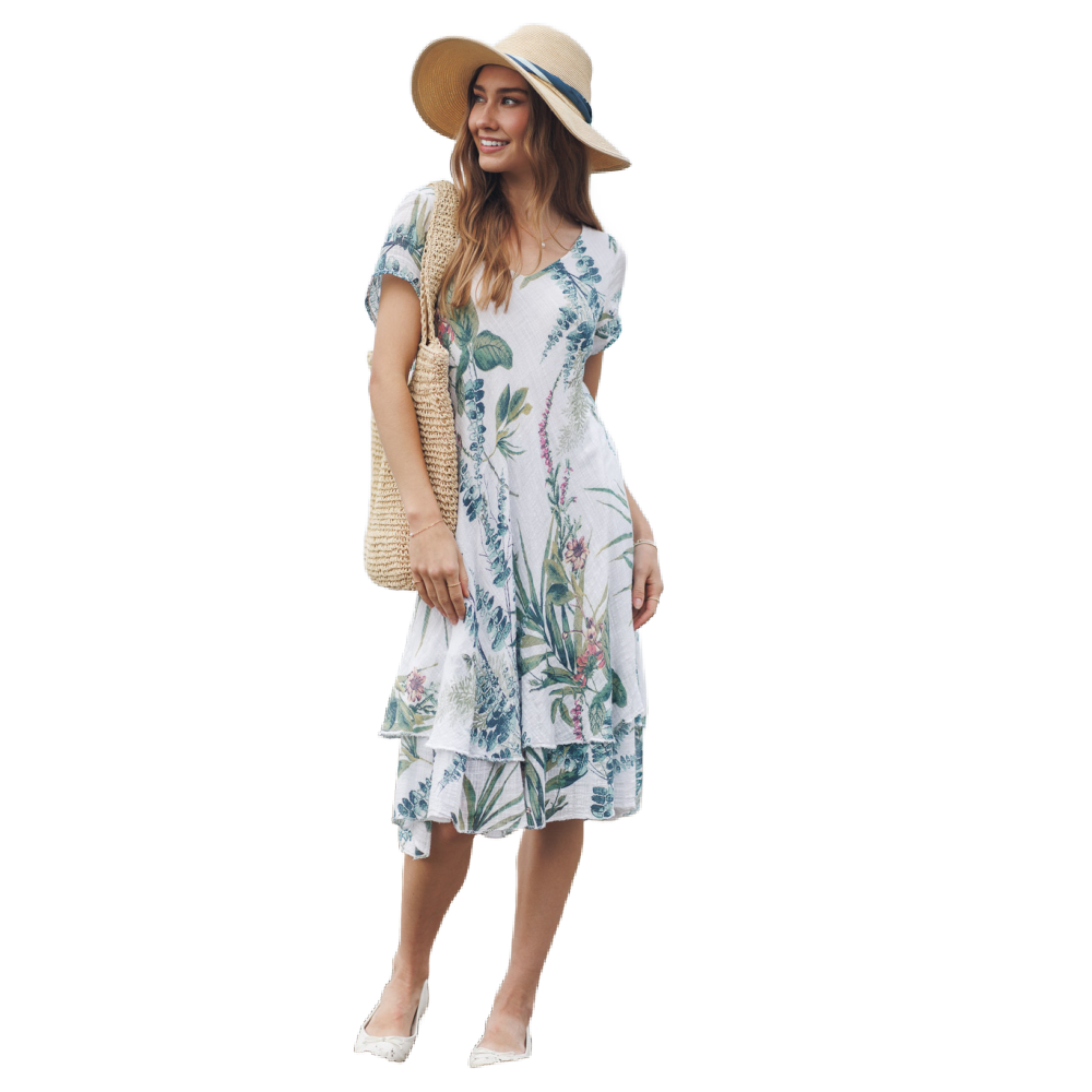 Papillon Muslin Dress - Tropical Flowers