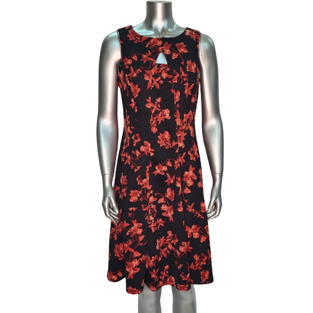 Rodan Dress - Black & Red Floral
