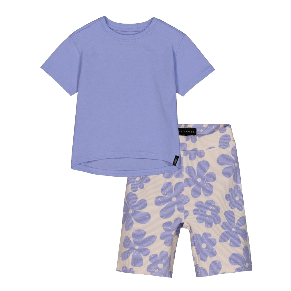 SGS268534-LG lavender t-shirt+shorts set