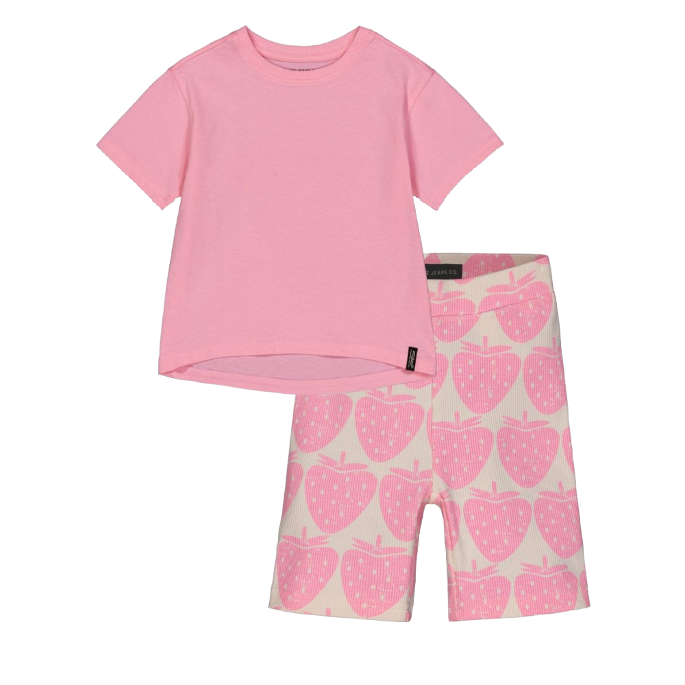 SGS268535-TG Pink t-shirt+shorts set