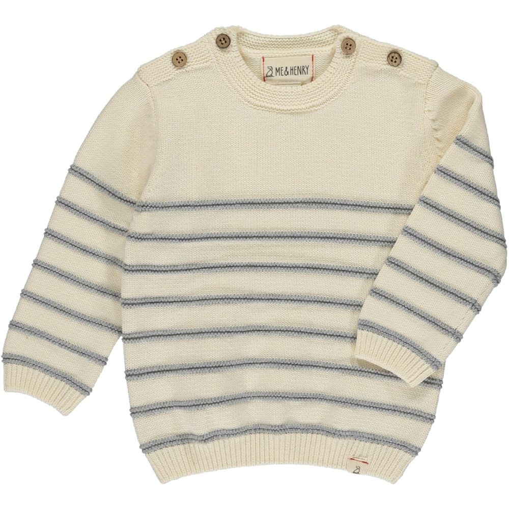 Me & Henry Breton Sweater - Grey Stripe - Battleford Boutique